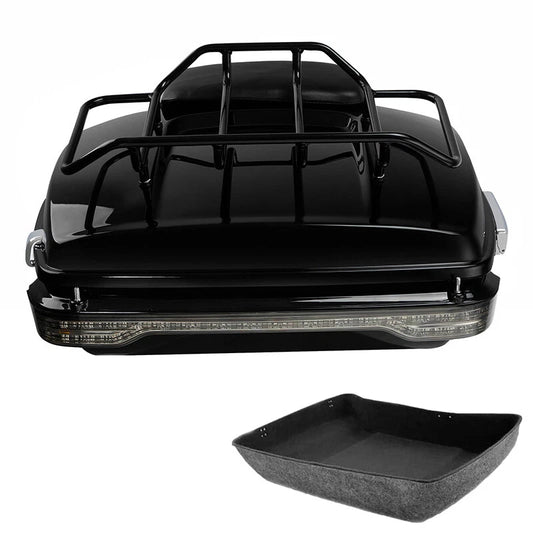 Chopped Trunk Backrest Pad Rack LED Tail Light Fit For Harley Touring 2014-2026
