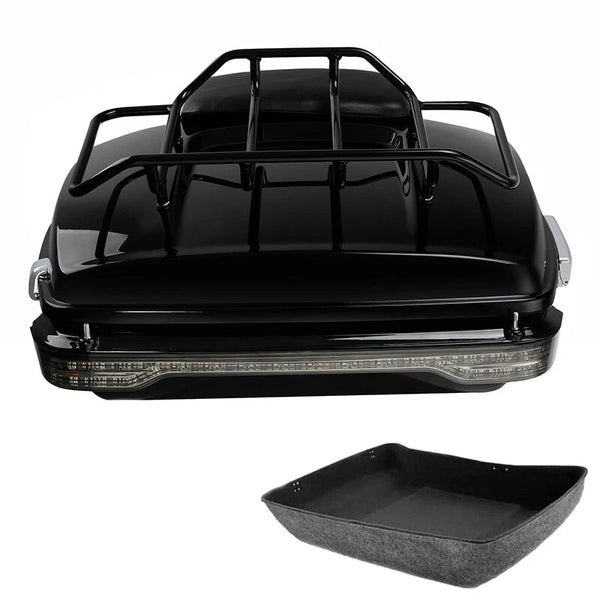 Chopped Trunk Backrest Pad Rack LED Tail Light Fit For Harley Touring 2014-2026