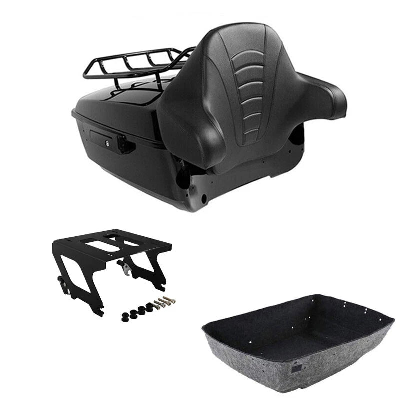 King Trunk Backrest Solo Mount Rack Fit For Harley Low Rider 2018-25 Black