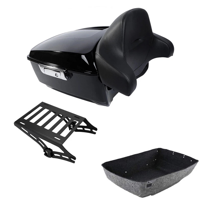 Black King Trunk Pad 2-Up Mount Rack Fit For Harley Touring Street Glide 2014-26