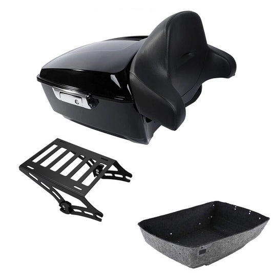 Black King Trunk Pad 2-Up Mount Rack Fit For Harley Touring Street Glide 2014-26