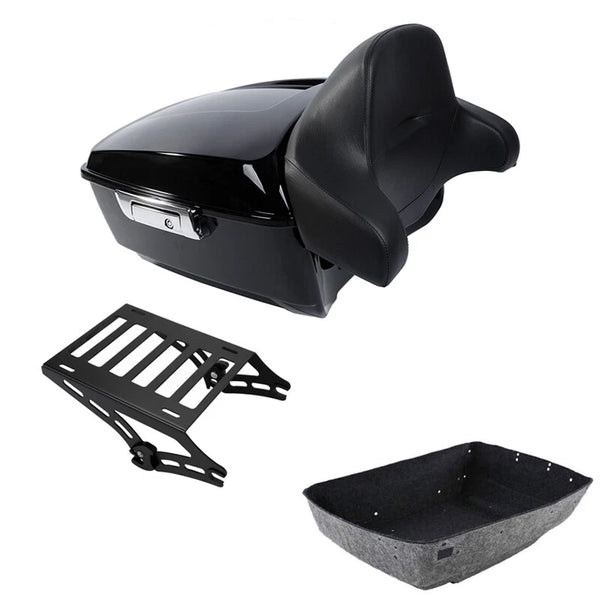 Black King Trunk Pad 2-Up Mount Rack Fit For Harley Touring Street Glide 2014-26