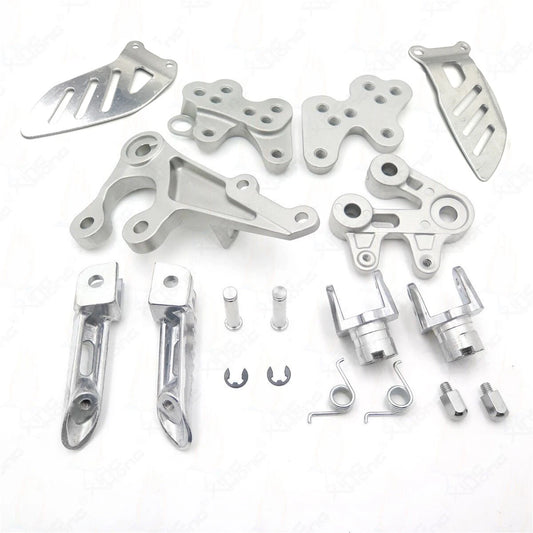 Suzuki GSXR1000 K5 K7 Silver Front Foot Pegs Footrest Bracket Fit For 2005-2008