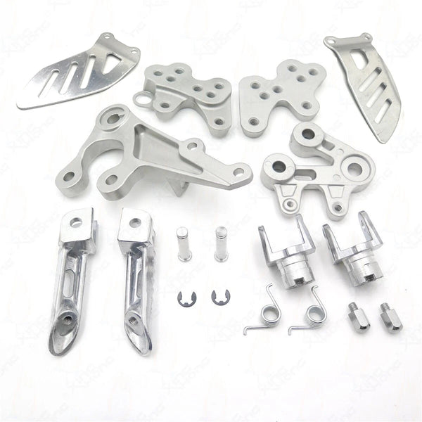 Suzuki GSXR1000 K5 K7 Silver Front Foot Pegs Footrest Bracket Fit For 2005-2008