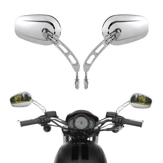 8mm Chrome Rear View Mirrors For Harley Touring Road King Street Electra Glide