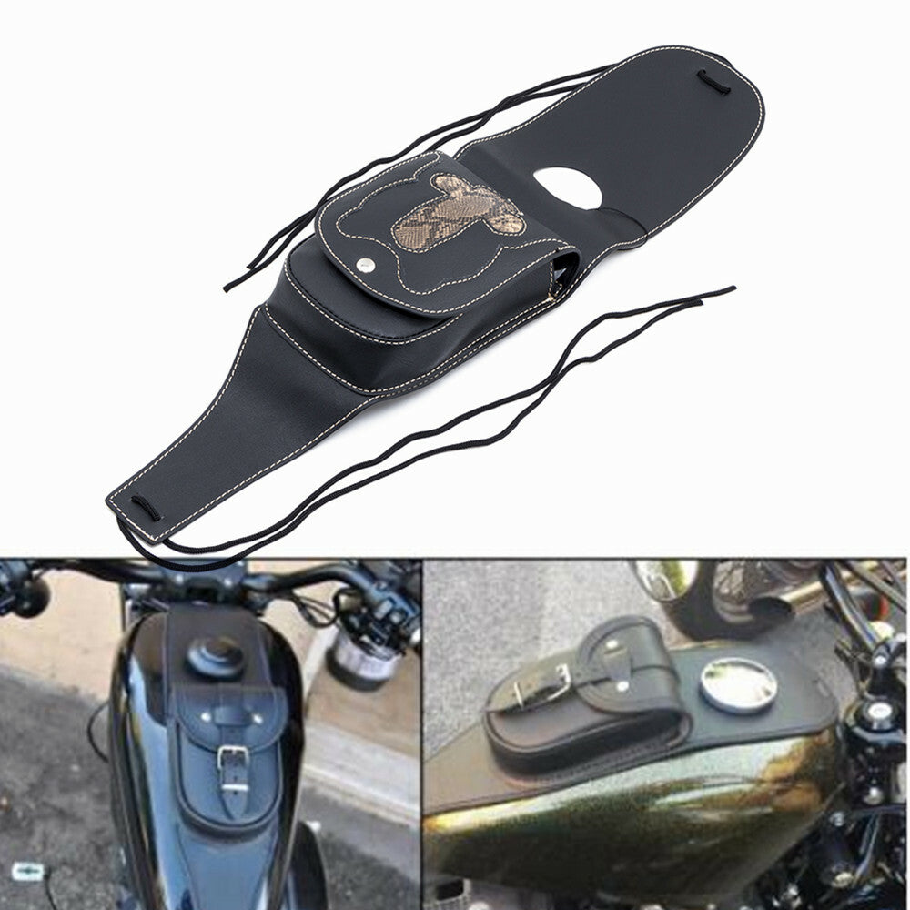 Black Synthetic Leather Tank Cap Cover Panel Bag For Harley Sportster 883 1200