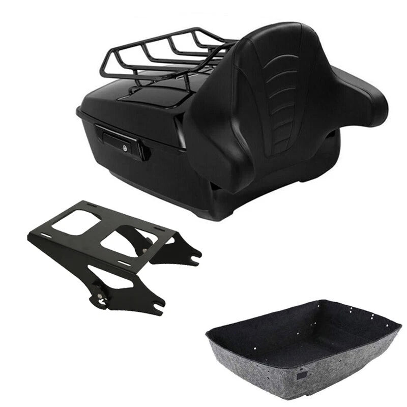 Black King Trunk Backrest Pad Mount Luggage Rack Fit For Harley Touring 2014-26