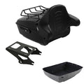 Black King Trunk Backrest Pad Mount Luggage Rack Fit For Harley Touring 2014-26