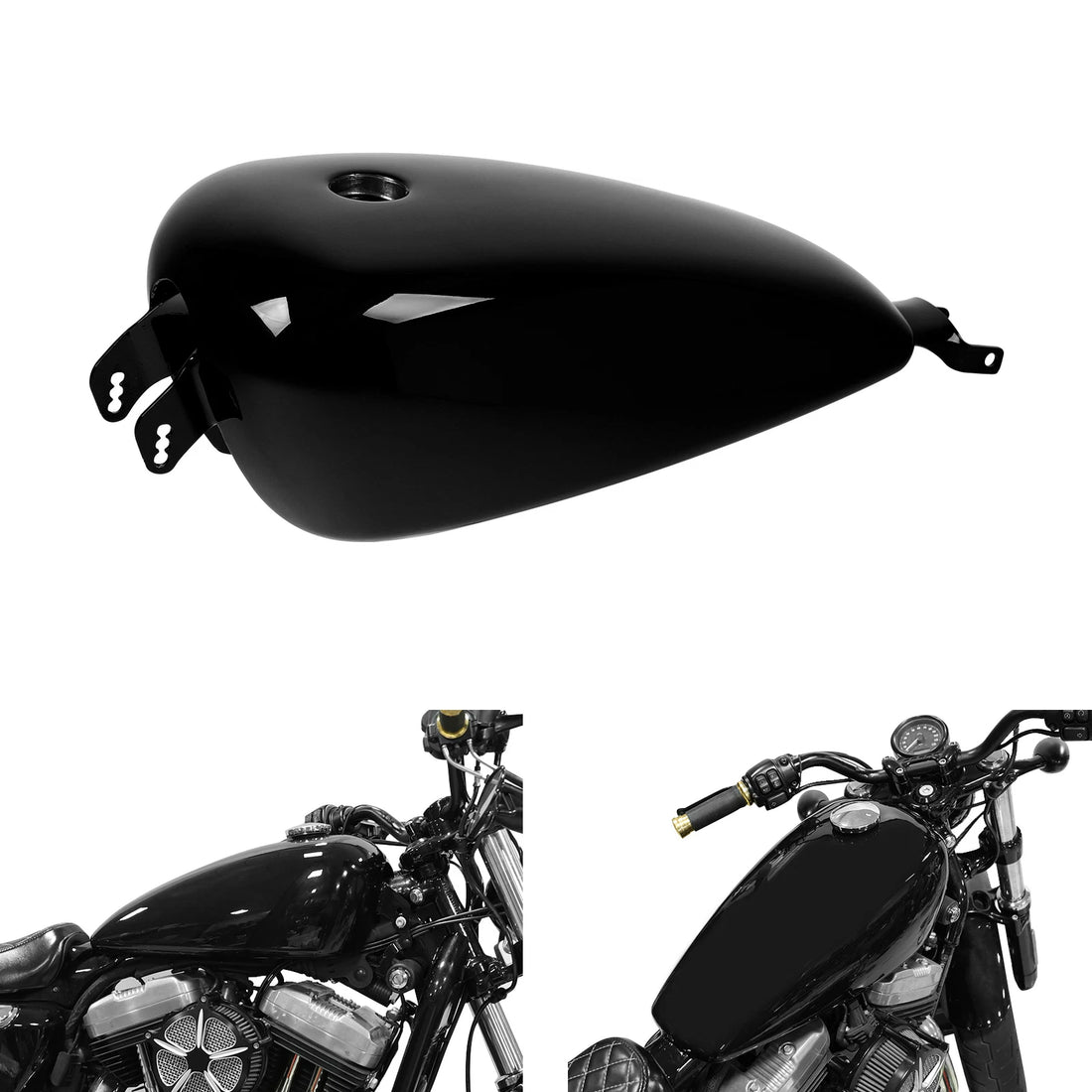 Black 2.6gal. Gallon Gas Fuel Tank Fit For Harley Sportster XL883 1200 2007-2022