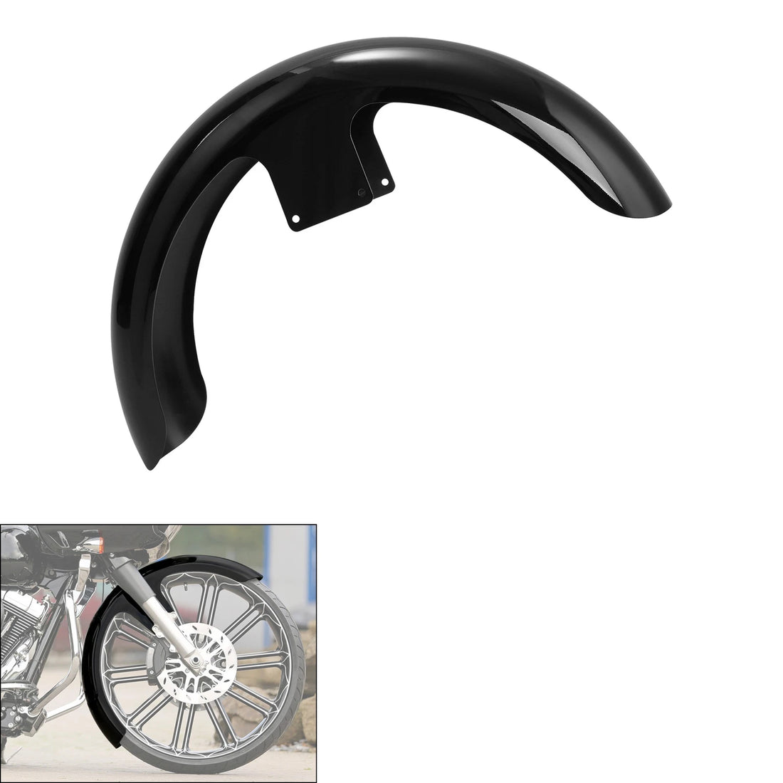 Vivid Black 21" Wheel Front Fender Fit For Harley Touring Street Glide 2014-2023