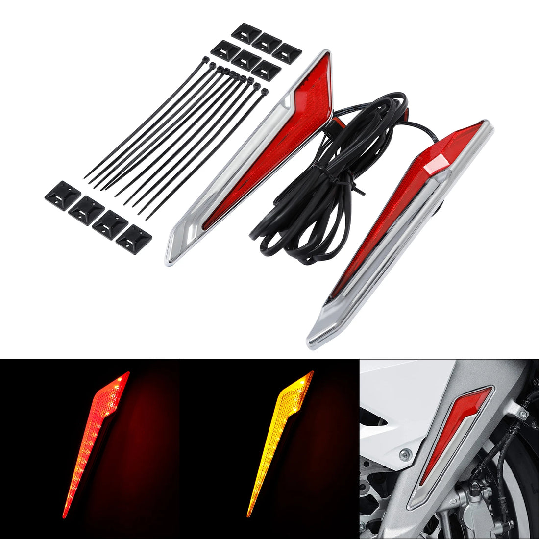 Front Brake Fork Mount LED Lights Fit For Honda Goldwing GL1800 2018-2025 24 23