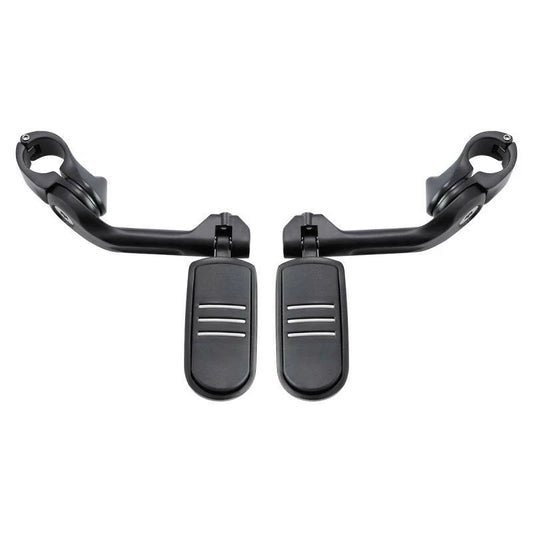 Matte Black 1 1/4'' Long Angled Matte Black Highway Engine Guard Footpegs Mount