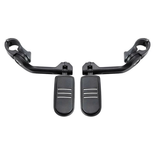 Matte Black 1 1/4'' Long Angled Matte Black Highway Engine Guard Footpegs Mount