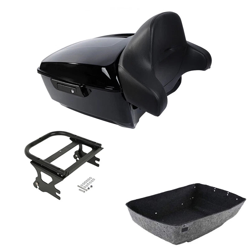Black King Trunk Backrest Pad Black Rack Fit For Harley Electra Glide 97-08