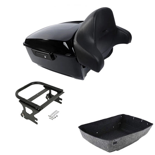 Black King Trunk Backrest Pad Black Rack Fit For Harley Electra Glide 97-08