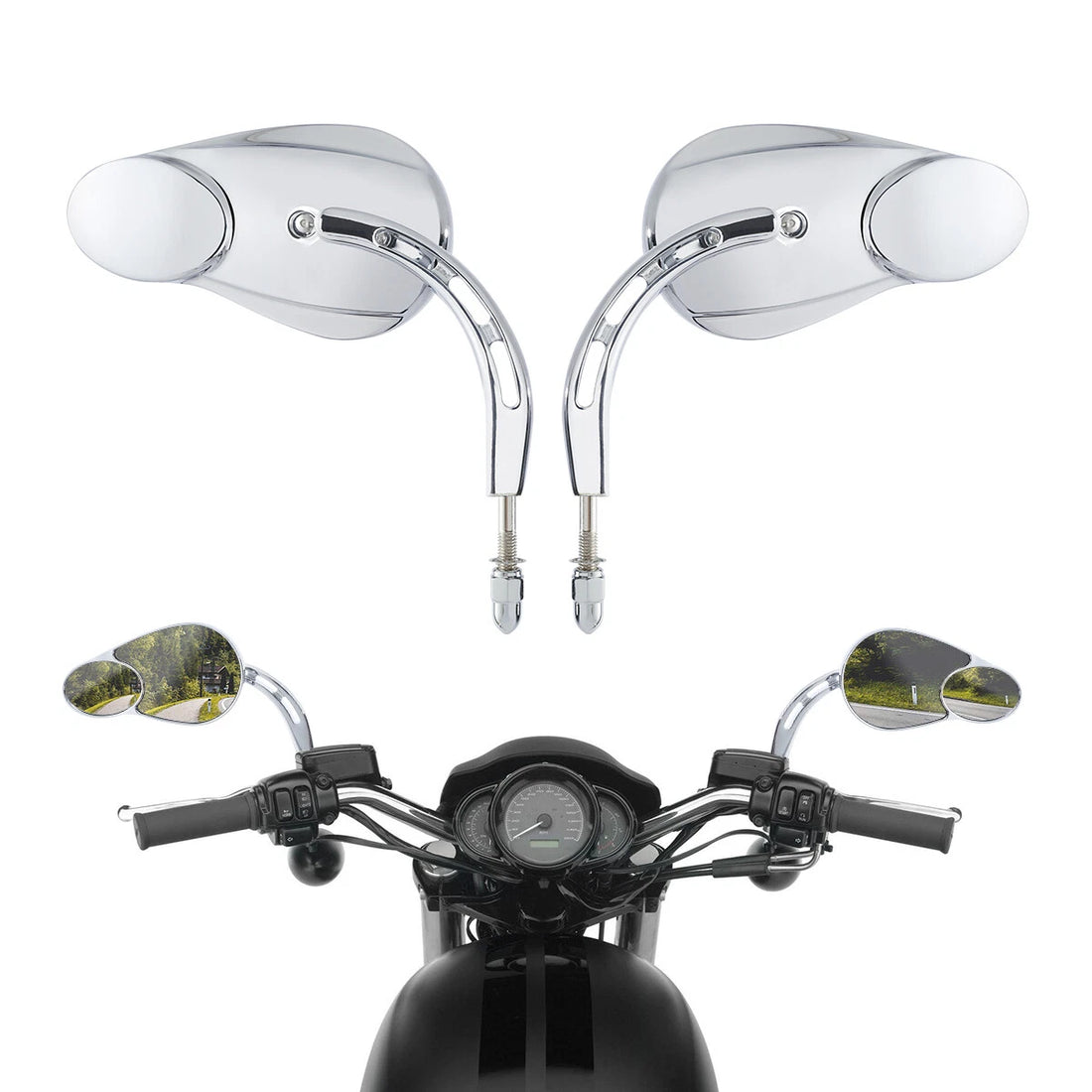 8mm Split Vision Mirrors Fit For Harley Electra Glide Ultra Classic FLHTCU 14-16