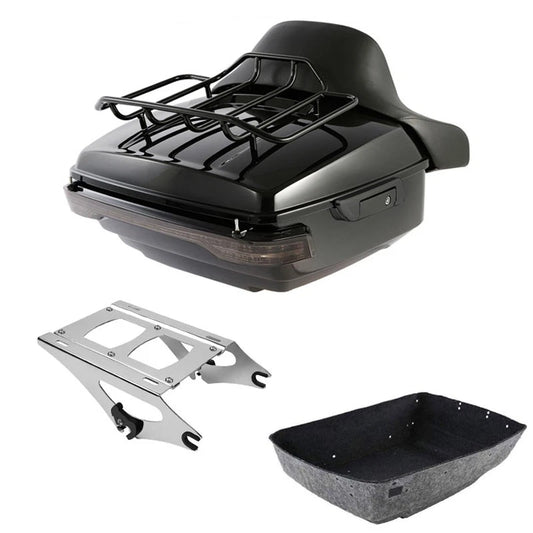 King Trunk Backrest Mount Rack LED Tail Lamp Fit For Harley Touring Glide 14-26