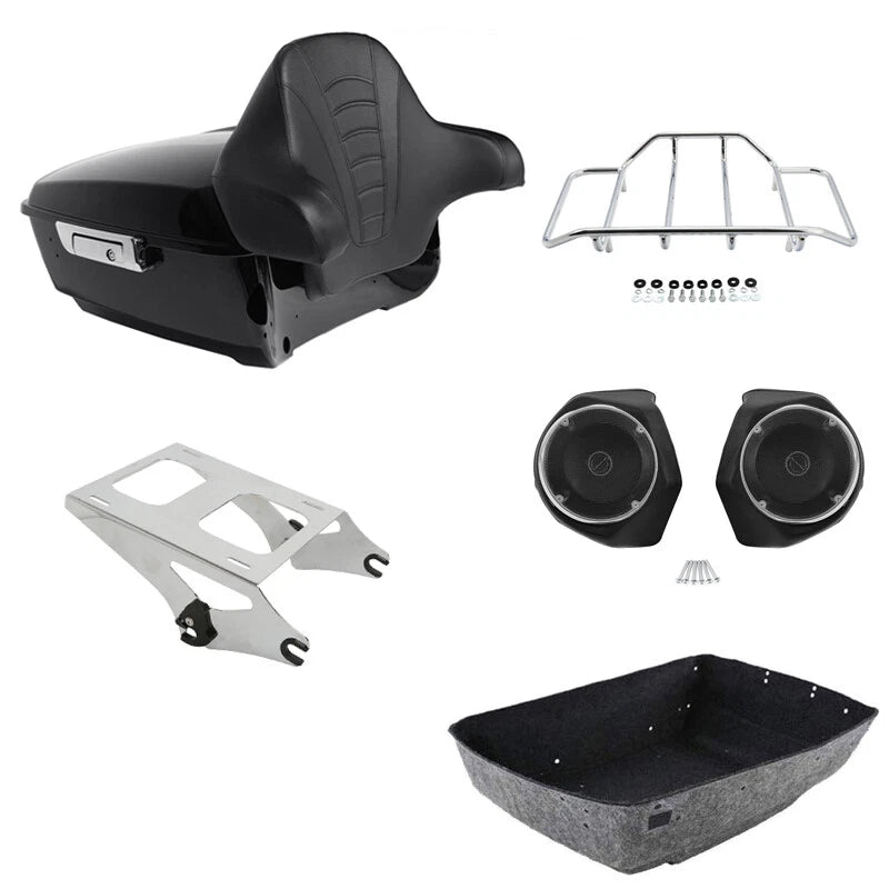 King Trunk Backrest Speakers Mount Rack Fit For Harley Touring models 14-Up