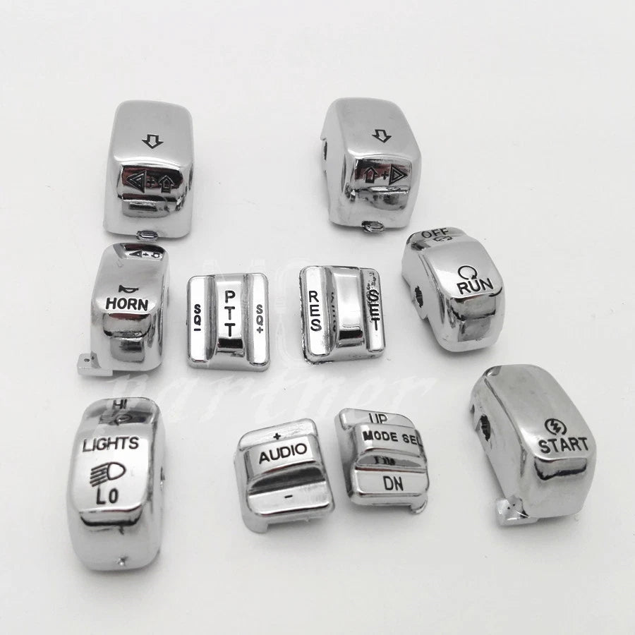 Chrome Carved Hand Control Switch Housing Buttons Cap Kit Fits For Harley 96-13