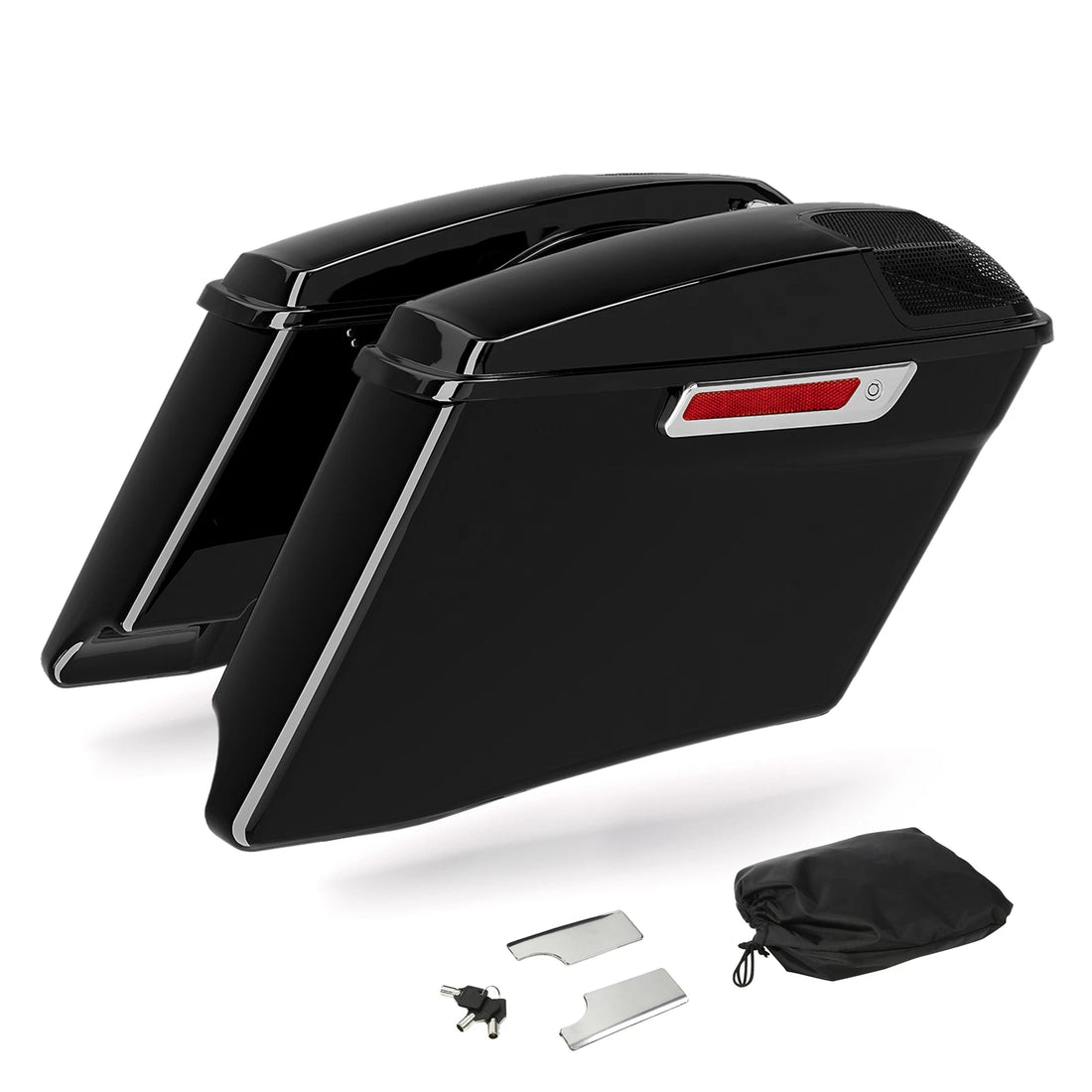 Black 4" Extended Hard Saddlebag Fit For Harley Touring Cvo Street Glide 2014-24
