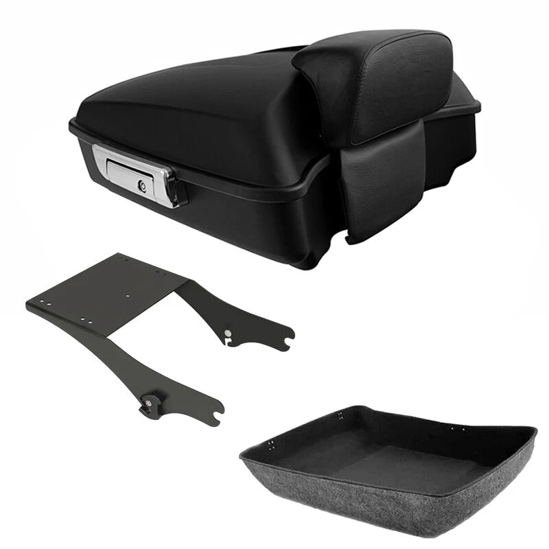 Matte Black Chopped Trunk Backrest Mount Fit For Harley Touring Road King 97-08