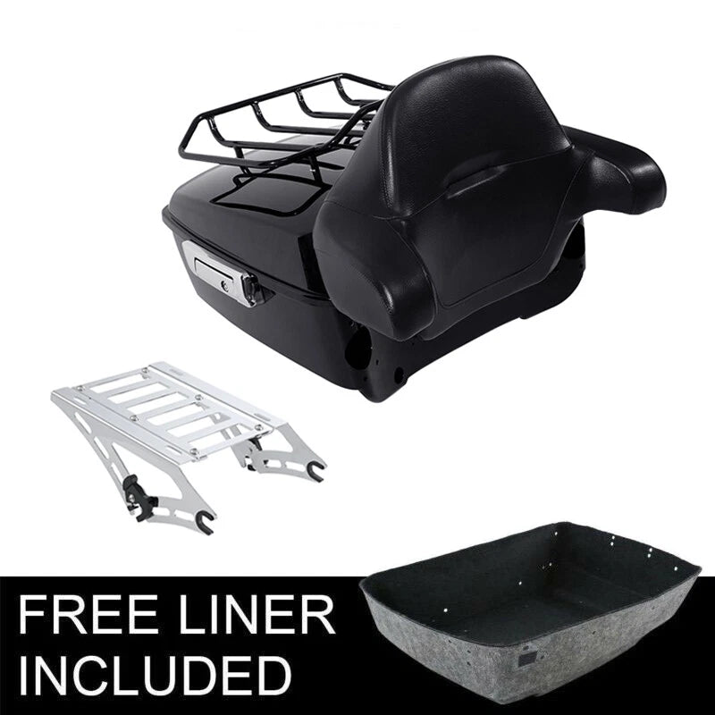 Black King Trunk Backrest Mount Fit For Harley Touring Road Street Glide 14-2026