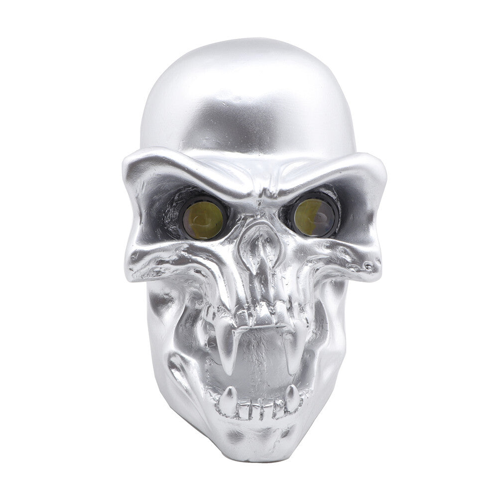 Motorcycle Silver Hi/Lo Beam LED Skull Headlight Head Lamp For Harley Yamaha
