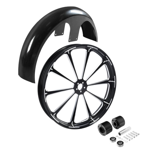 26'' Front Wheel Rim Hub Dual Disc+Fender Fit For Harley Road Street Glide 97-13