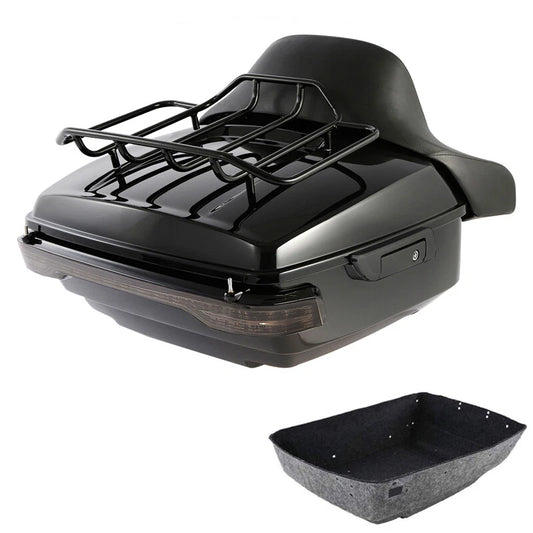 King Trunk Backrest Rack LED Tail Light Fit For Harley Electra Road Glide 14-26