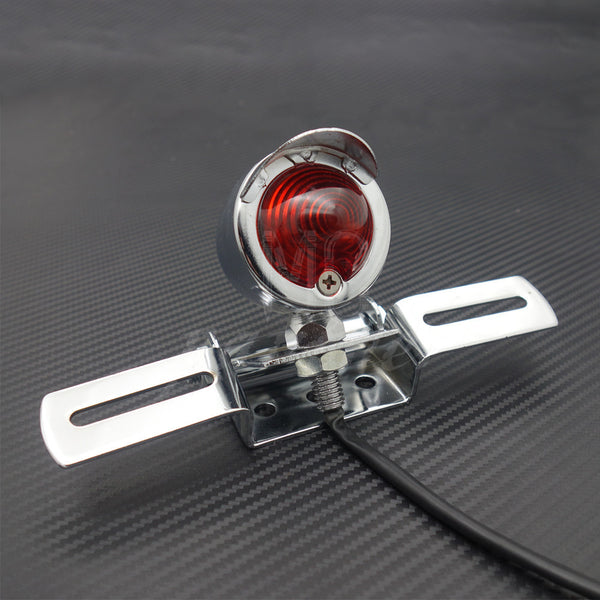 Chrome Tail Brake Light Plate For Cafe Racer Bobber Choppers Sport Bike Custom
