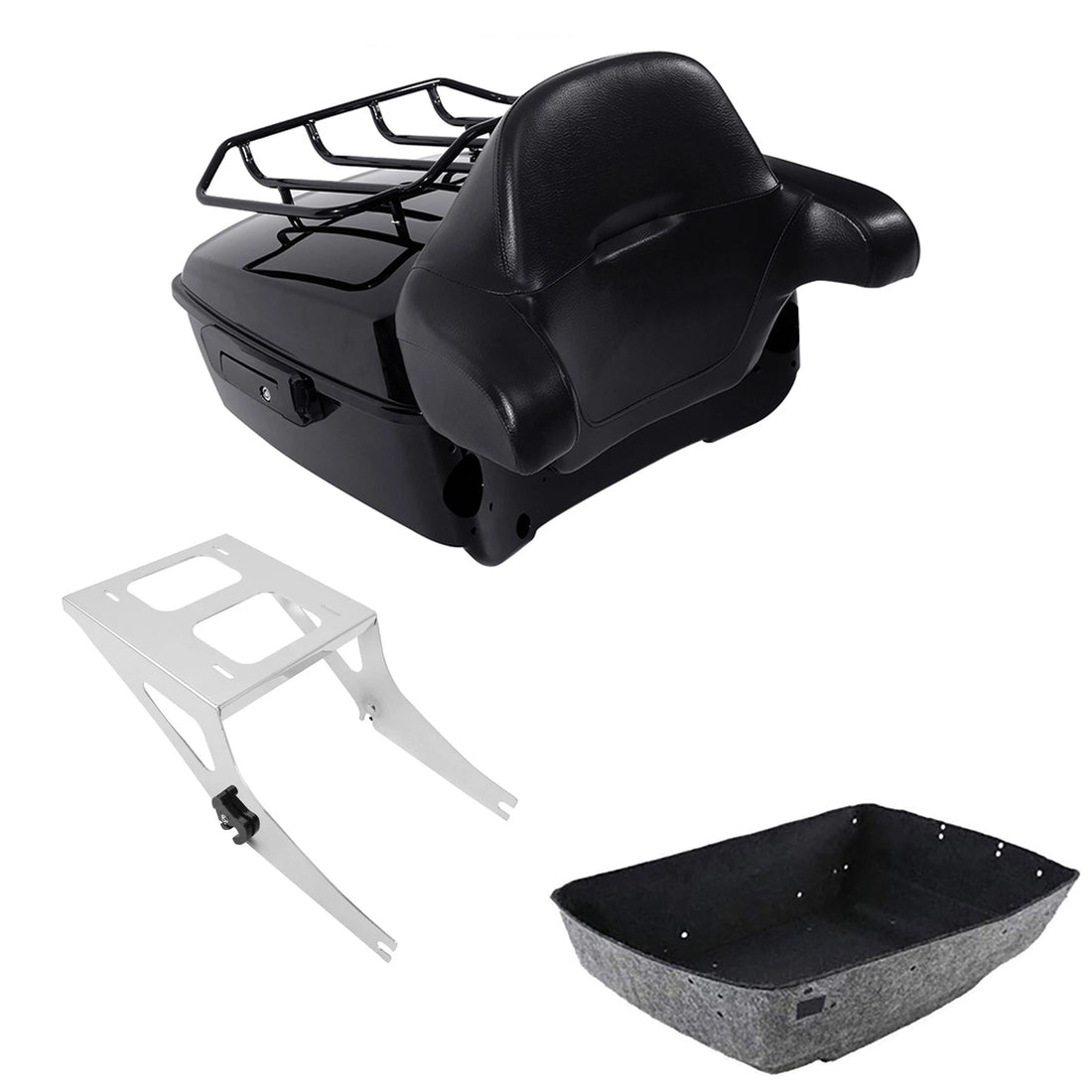 King Trunk Luggage Backrest 2-Up Mounting Rack Fit For Harley Fat Boy 2008-2017