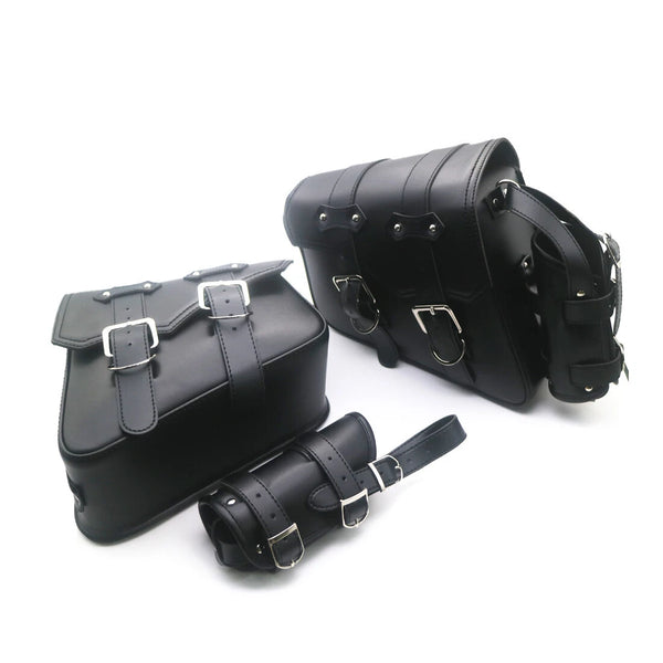 Black Saddlebag Saddle Bag With Water Bottle Holder For Harley Sportster XL883