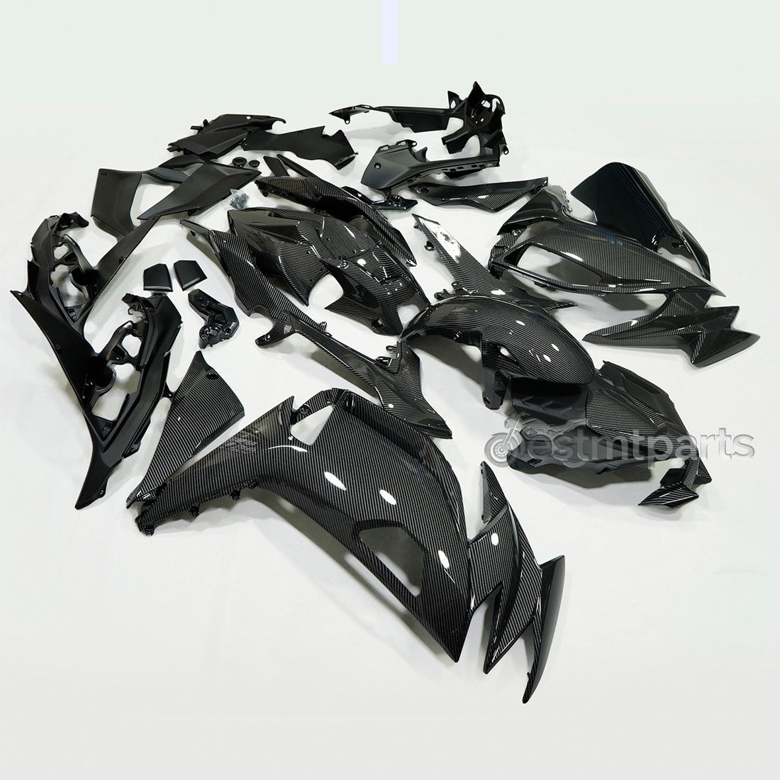 Glossy Carbon Fiber Fairing Kit For 2020-2026 Kawasaki Ninja 650 EX650 ABS Black