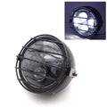 Motorcycle Matte Black Retro LED Headlight Grill Side Mount Cover For Cafe Racer