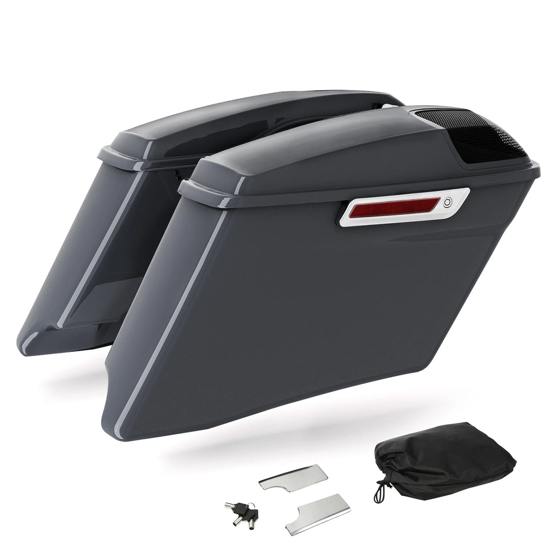 4" Stretched Hard Saddlebags Fit For Harley Road Glide 1993-2013 Gunship Gray