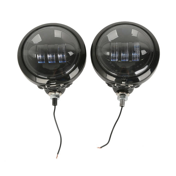 Pair 4.5" LED Auxiliary Spot Passing Fog Lights Housing Bucket Fit For Harley