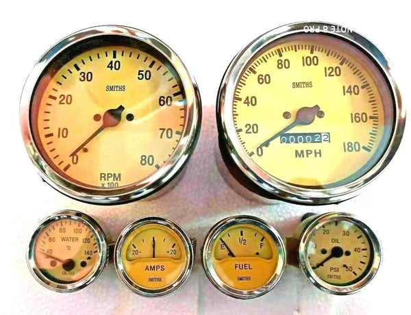 Smiths Replica Kit- Elec Temp + Oil + Fuel + Amp Gauge+Speedometer +Tacho 100 mm