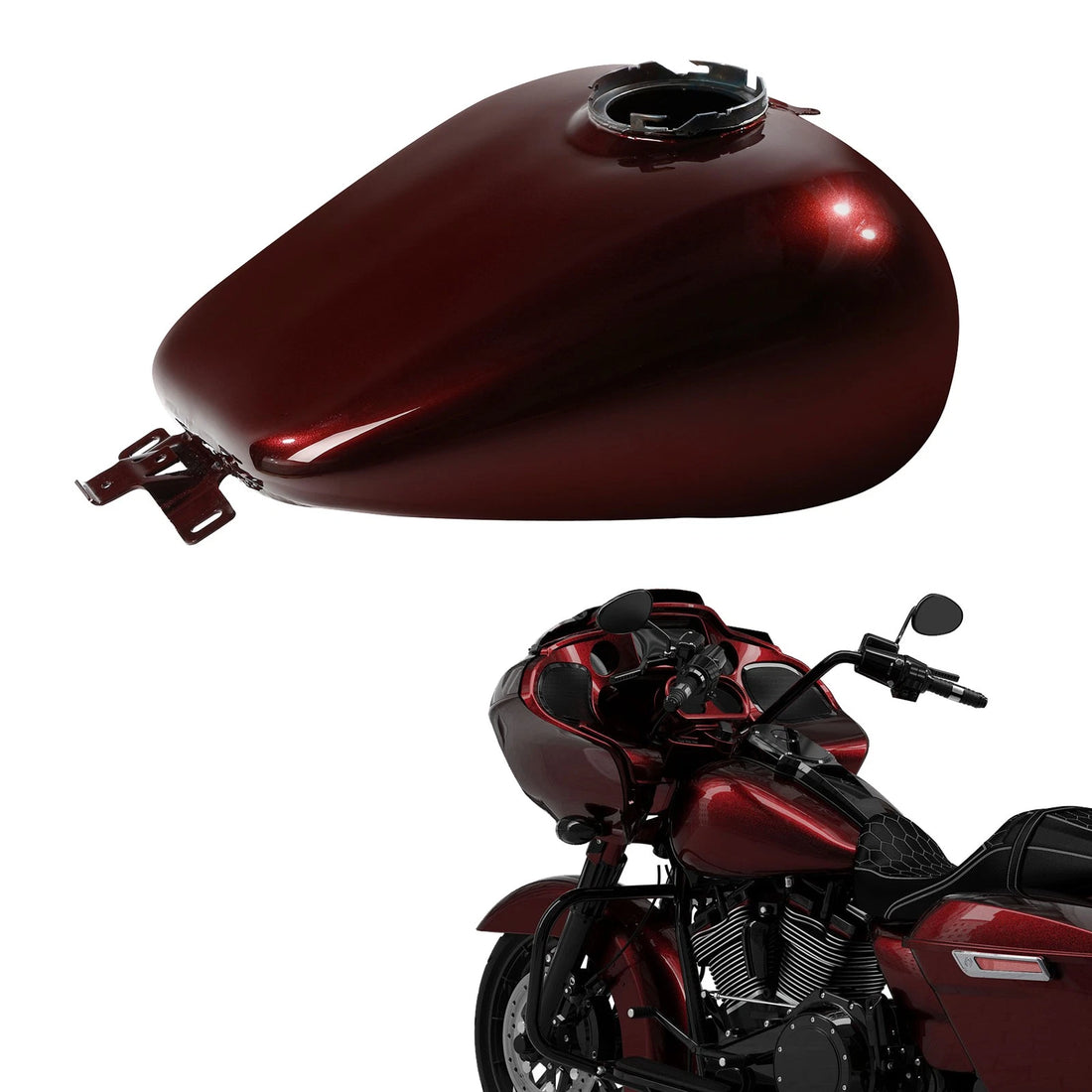 6 Gallon Fuel Gas Tank Fit For Harley Touring Road Glide 08-23 Twisted Cherry