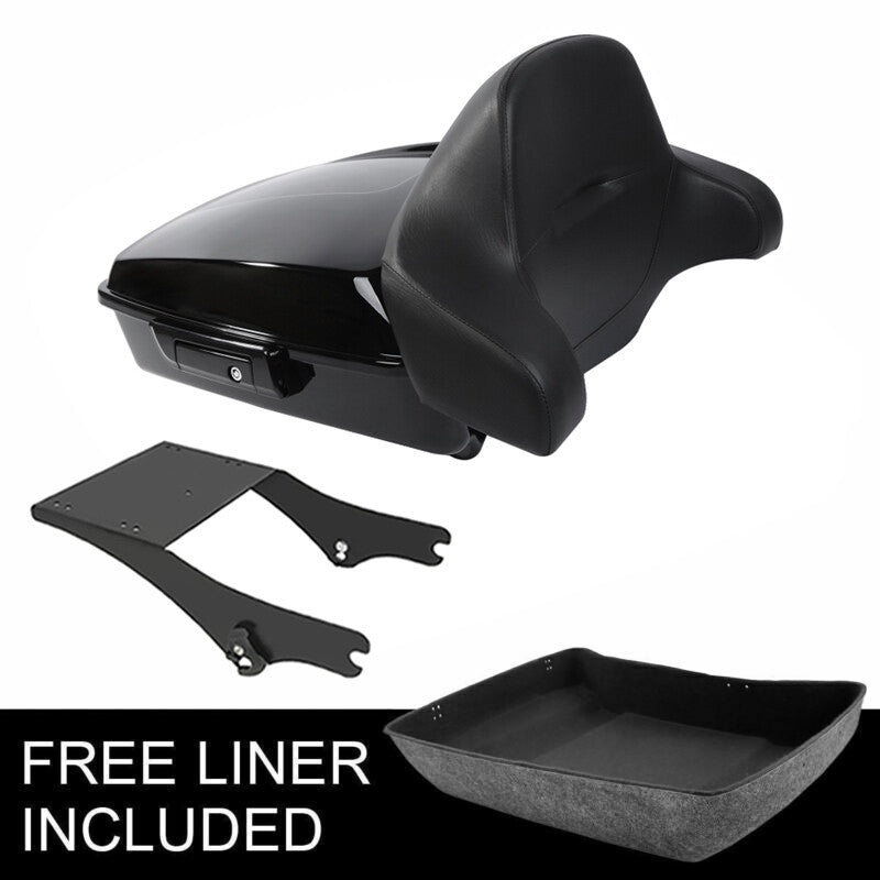 Black Chopped Trunk Backrest Mount Rack Fit For Harley Touring 1997-2008