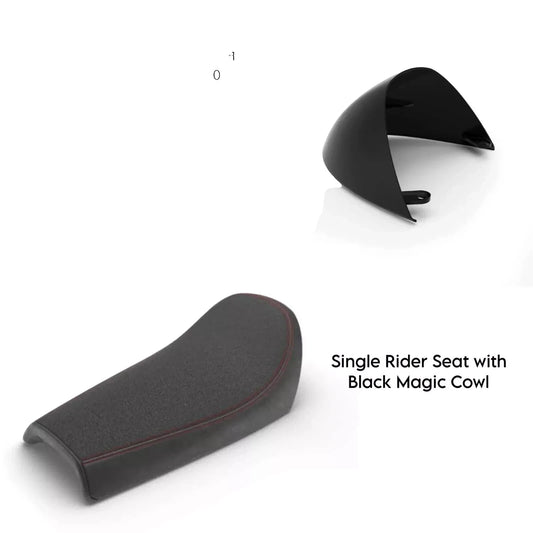 Combo Single Rider Seat with Black Magic Cowl Fit for Royal EnfieldGT650