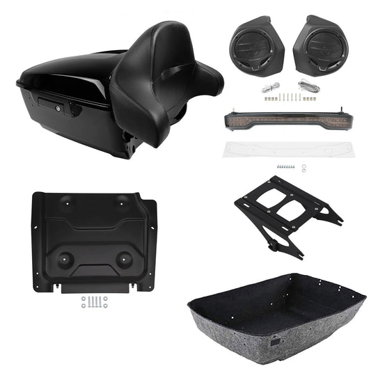 King Trunk Backrest Mount Tail Light Speakers Plate Fit For Harley Touring 14-26