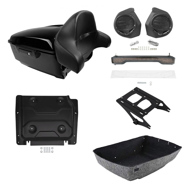 King Trunk Backrest Mount Tail Light Speakers Plate Fit For Harley Touring 14-26