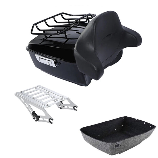King Trunk Wrap Around Backrest Rack Mount Fit For Harley Cvo Street Glide 14-26