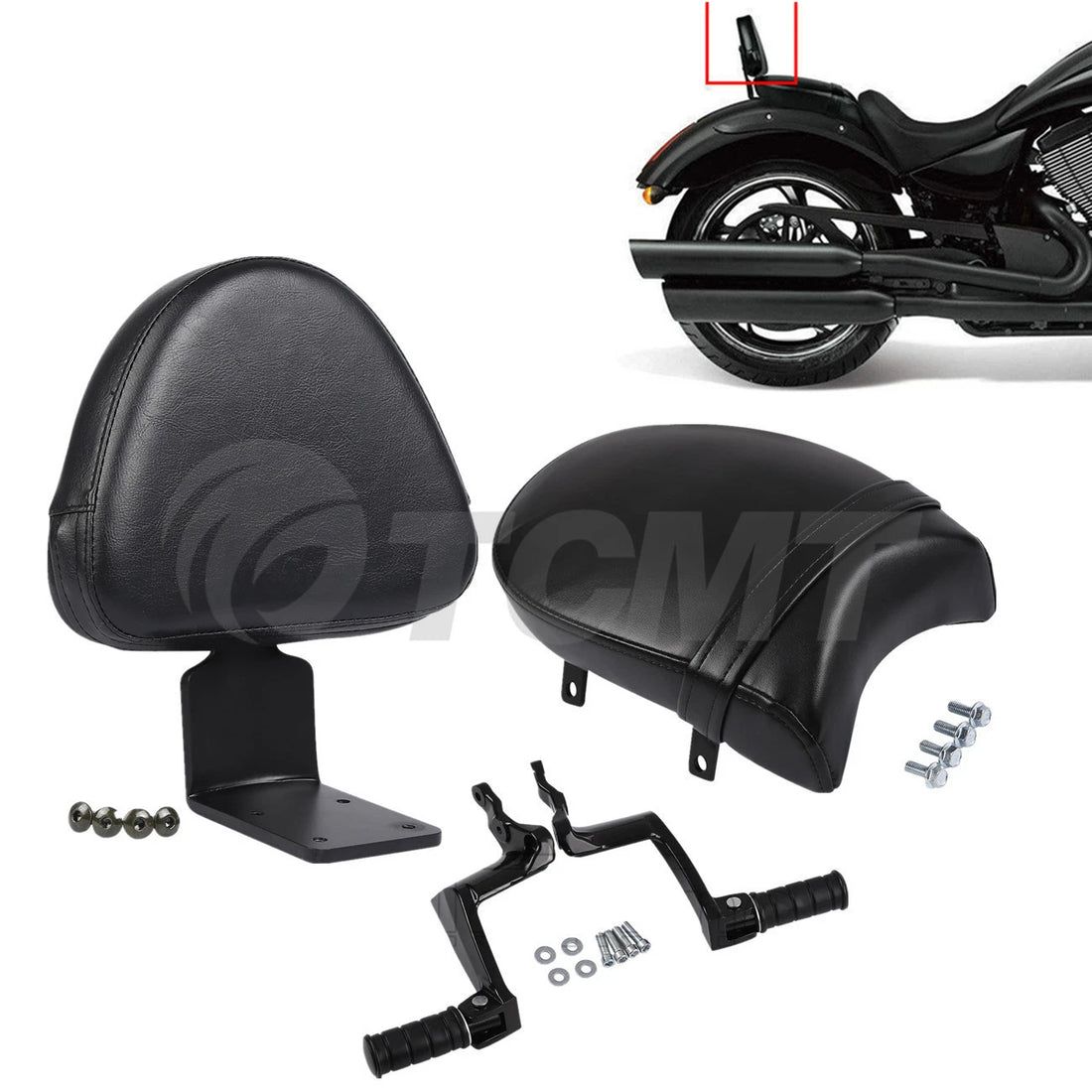 Black Backrest Sissy Bar/Passenger Seat /Footpegs Fit For Victory Gunner Kingpin