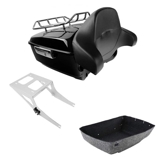 King Trunk Backrest Top Rack Mount Fit For Harley Fatboy 2008-2017