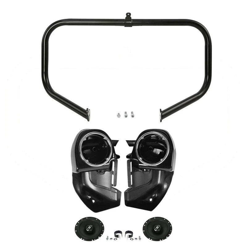 Lower Vented Fairings Speakers Engine Guard Fit For Harley Road King Glide 09-13