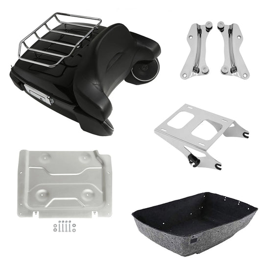 King Trunk Pad Rack Speakers LED Light Mount Plate Fit For Harley Touring 14-Up