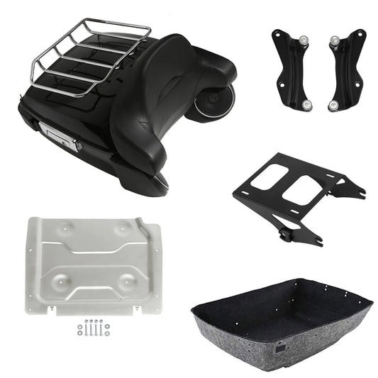 King Trunk Backrest LED Light Speakers Mount Plate Fit For Harley Touring 14-26