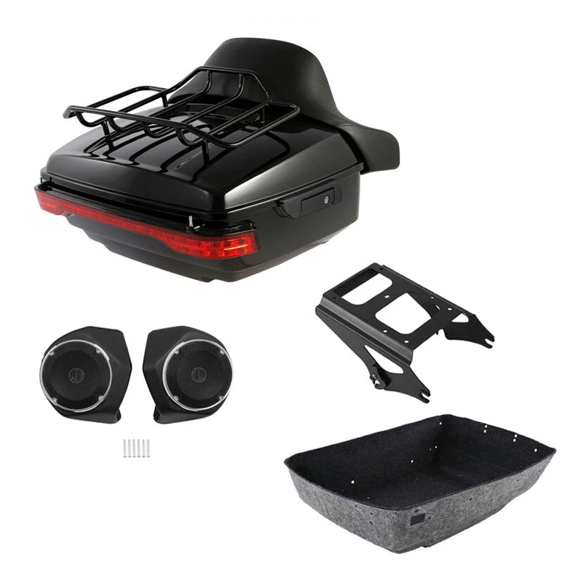 King Trunk Pad Mounting Rack Light Speakers Fit For Harley Road Glide 09-13