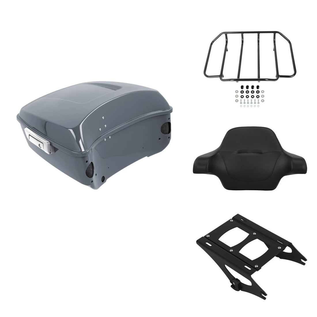 King Trunk Backrest Mount Rack Fit For Harley Road Glide 2014-2026 Gunship Gray